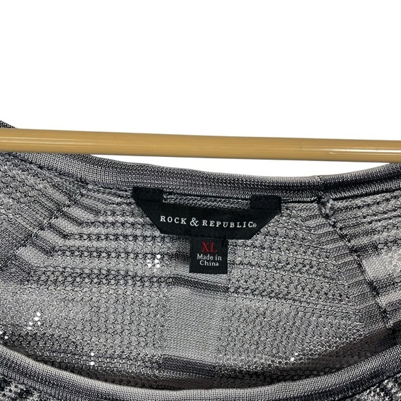 VINTAGE Rock & Republic Marled Open-Work Sweater in Grey Size XL - Picture 11 of 12